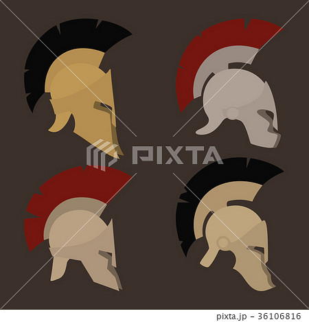Set of four antique helmets, vector illustration 36106816