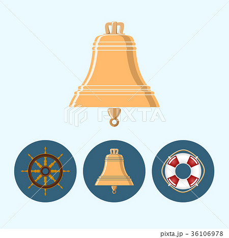 Set icons with bell, lifebuoy , ship wheel Set icons with bell, lifebuoy , ship wheel 36106978