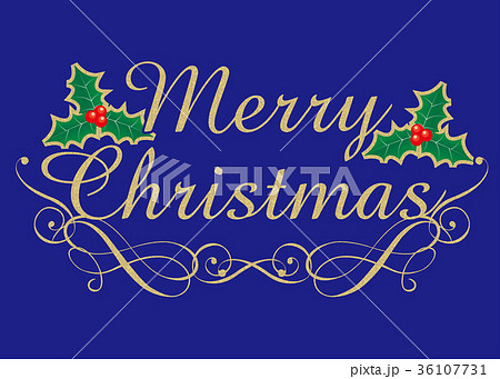 金の質感のメリークリスマスのロゴ ロゴマーク Merry Christmas Logoのイラスト素材