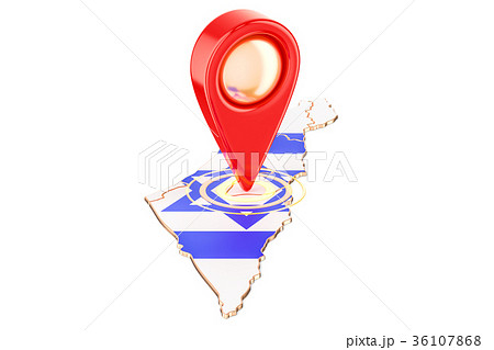 Map pointer on the map of Israel, 3D rendering Map pointer on the map of Israel, 3D rendering 36107868