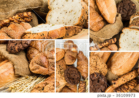 Collage of bakery food close-up for background Collage of bakery food close-up for background 36109973