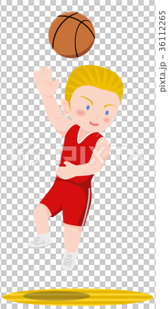 バスケットボール　フックシュート　白人 36112265