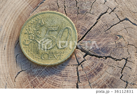 euro coin on wood table euro coin on wood table 36112831