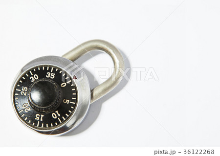 a combination padlock on a white background. a combination padlock on a white background. 36122268