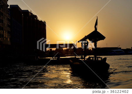 The traditional Abra boat in Dubai Creek The traditional Abra boat in Dubai Creek 36122402