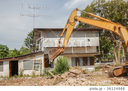 bucket excavator destruction in work outdoor bucket excavator destruction in work outdoor 36124988