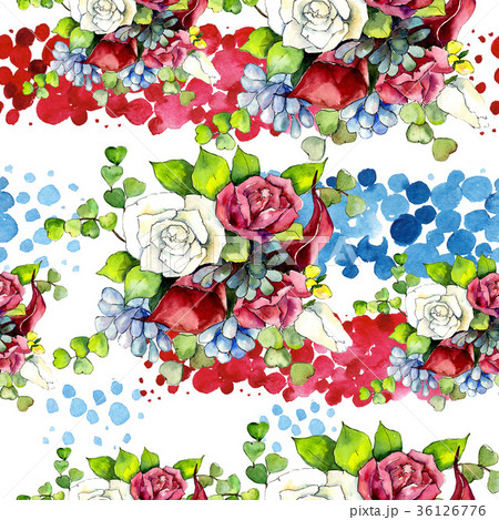 Bouquet flowers pattern in a watercolor style. 36126776