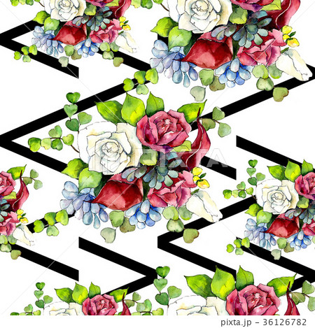 Bouquet flowers pattern in a watercolor style. 36126782