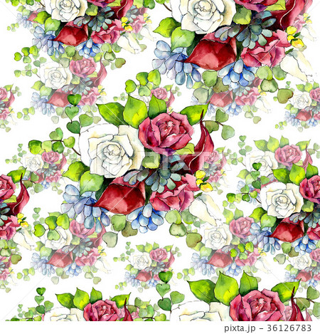 Bouquet flowers pattern in a watercolor style. 36126783