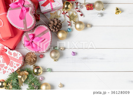 Gift box with colorful small bell, Christmas ball 36128009