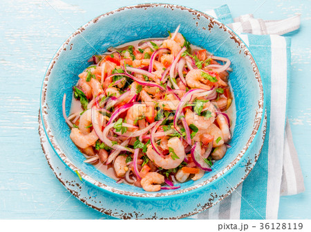 Ecuadorian shrimps ceviche sebiche with tomatoes 36128119