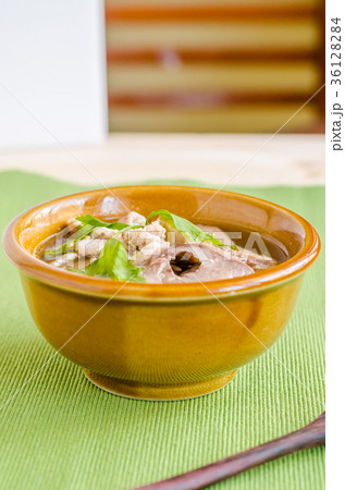 Stewed pork soup with morning glory Stewed pork soup with morning glory 36128284