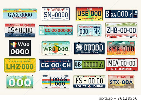 Automobile or car vehicle registration plates 36128556