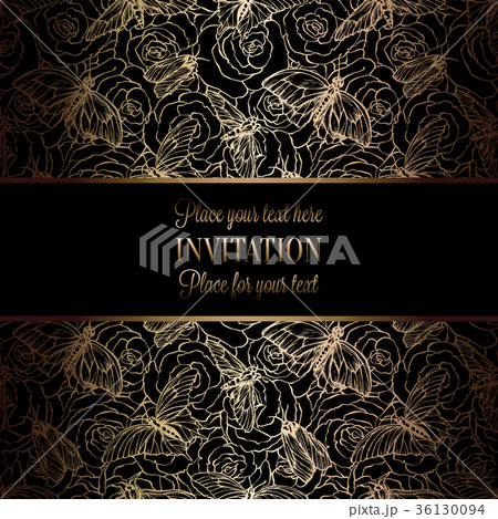 Vintage baroque Wedding Invitation template 36130094