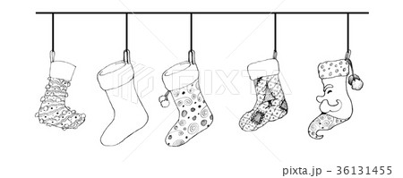 Hand Drawn of Lovely Christmas Stockings Hand Drawn of Lovely Christmas Stockings 36131455