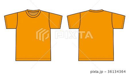 半袖tシャツ 絵型テンプレート オレンジ のイラスト素材