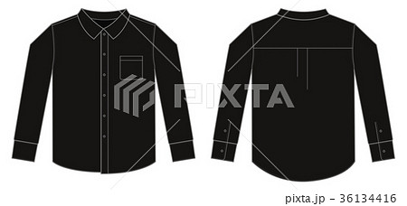 長袖シャツ ワイシャツ Yシャツイラストテンプレート 黒 のイラスト素材