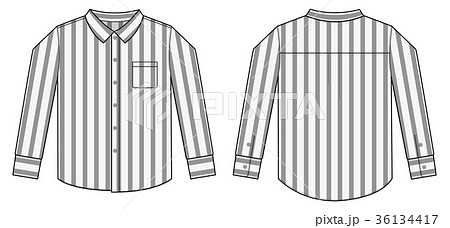 長袖シャツ ワイシャツ Yシャツイラストテンプレート ストライプ のイラスト素材