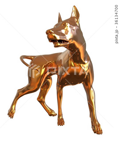 Golden Yellow Dog 3D Illustration Isolated On 36134700