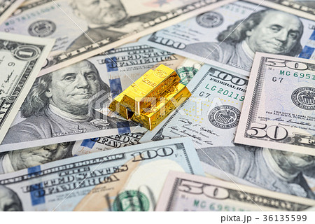 金塊と米ドルのイメージ 金塊と米ドルのイメージ 36135599