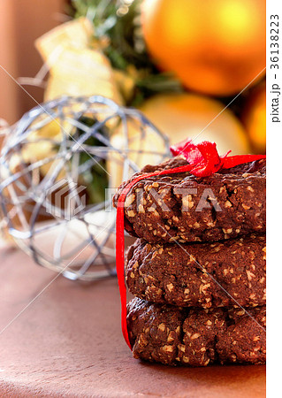 Stack homemade healthy chocolate nuts oats cookies 36138223