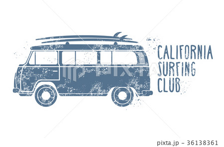 Retro van with surfboards - vintage minibus Retro van with surfboards - vintage minibus 36138361