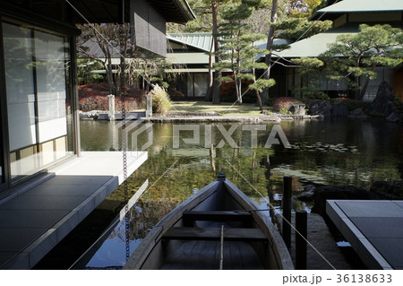 京都迎賓館　中庭　池　和船　船遊び 36138633