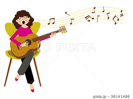 音楽のクリップアート ギター演奏 アコースティックギター のイラスト素材