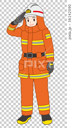 消防士 防火服 のイラスト素材