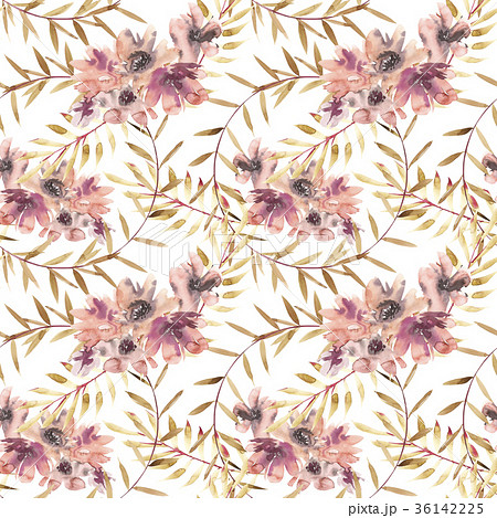 Flowers watercolor illustration. Seamless pattern Flowers watercolor illustration. Seamless pattern 36142225