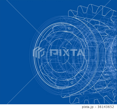 Gearbox sketch. Vector 36143652