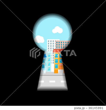 Keyhole shape with city view behind Keyhole shape with city view behind 36145991