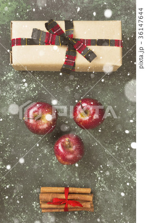 Box with gift for Christmas on a green background 36147644