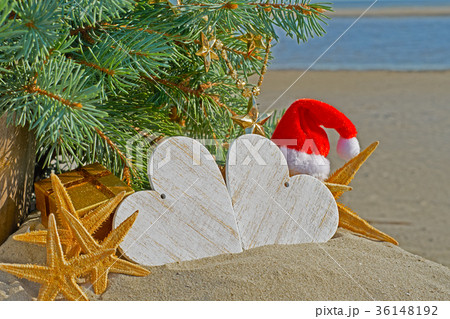 Christmas decoration on sea background. 36148192