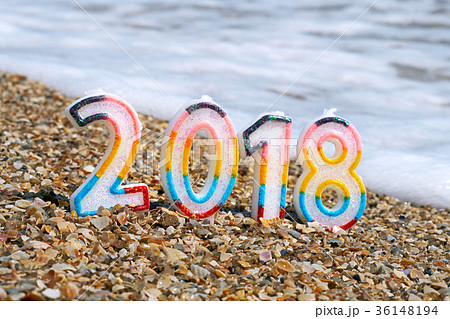 Christmas decoration on sea background. 36148194