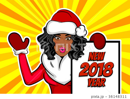 Woman pop art greeting Christmas 36148311