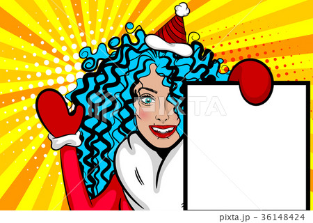 Woman pop art greeting Christmas 36148424