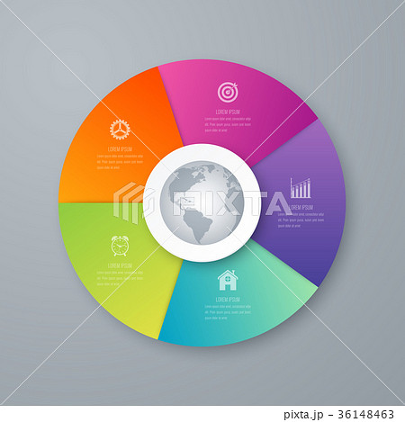 Infographics template 5 options with circle 36148463