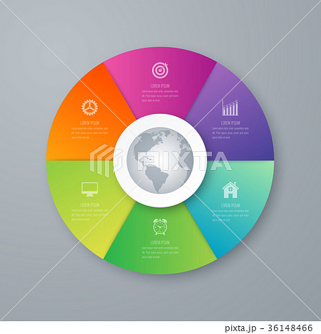 Infographics template 6 options with circle 36148466