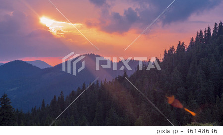 Sun of the Carpatian mountains before sunset 36148636