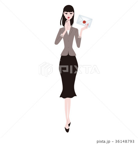 手紙　dm 　女性　イラスト 36148793