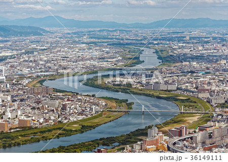 大阪平野　空撮　淀川 36149111