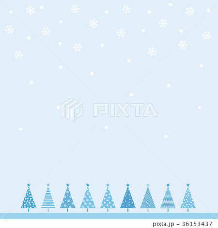 クリスマスツリーと雪の結晶の背景イラストのイラスト素材
