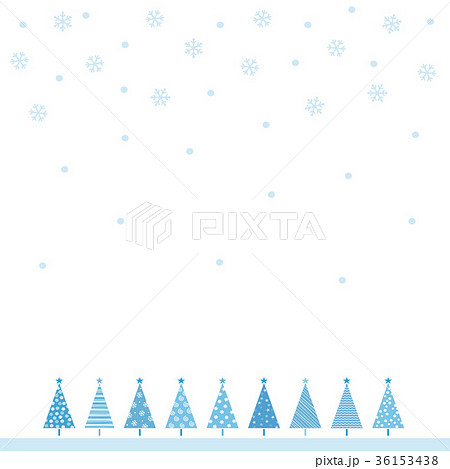 クリスマスツリーと雪の結晶の背景イラストのイラスト素材