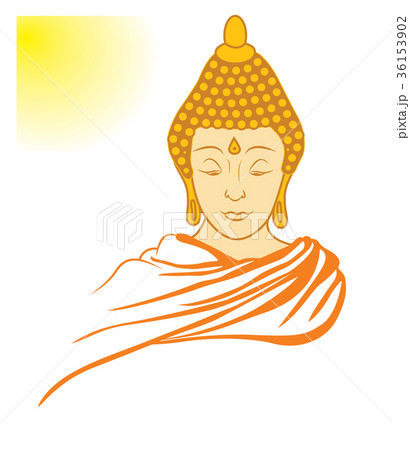illustrator buddha head with a warm sun on a white illustrator buddha head with a warm sun on a white 36153902