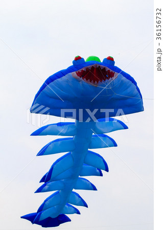 Blue kite that is flying 36156732