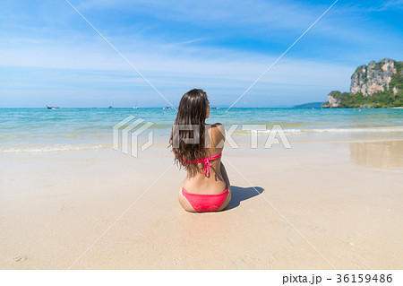 Attractive Young Caucasian Woman In Swimsuit Attractive Young Caucasian Woman In Swimsuit 36159486