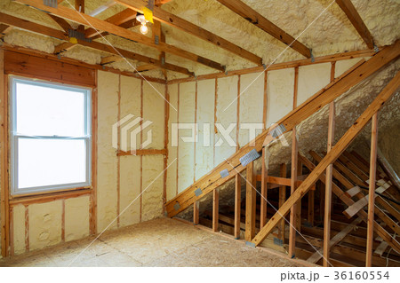 A room at newly constructed home is sprayed  36160554