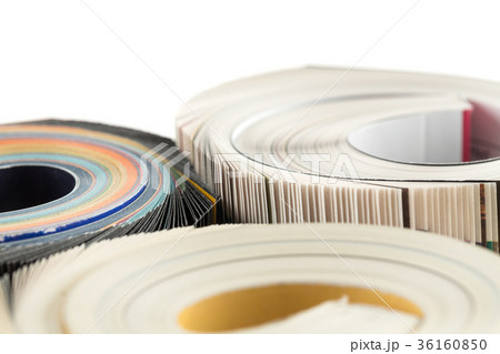 Colorful magazines close up photo 36160850