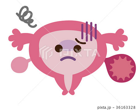卵巣のう腫 子宮 病気 キャラクターのイラスト素材